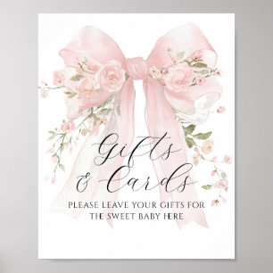 Gift & Card Floral Bow Flower Girl Baby Shower Poster