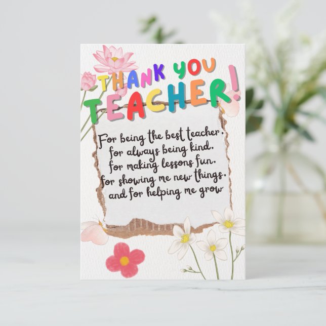 Gift card for teachers (Standing Front)