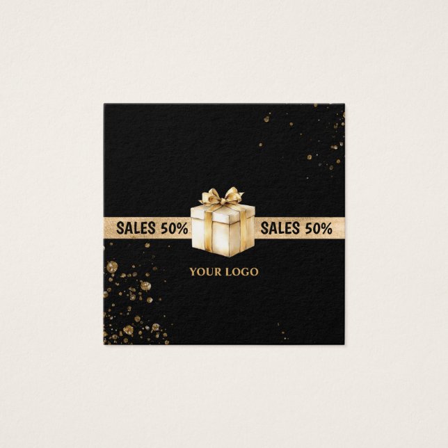 Gift card sales 50% black gold glitter (Front)