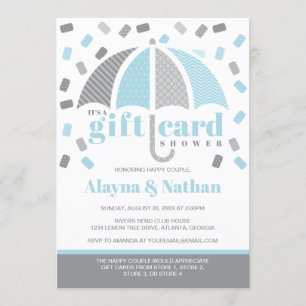 Gift Card Shower Invitation in Blue and Grey