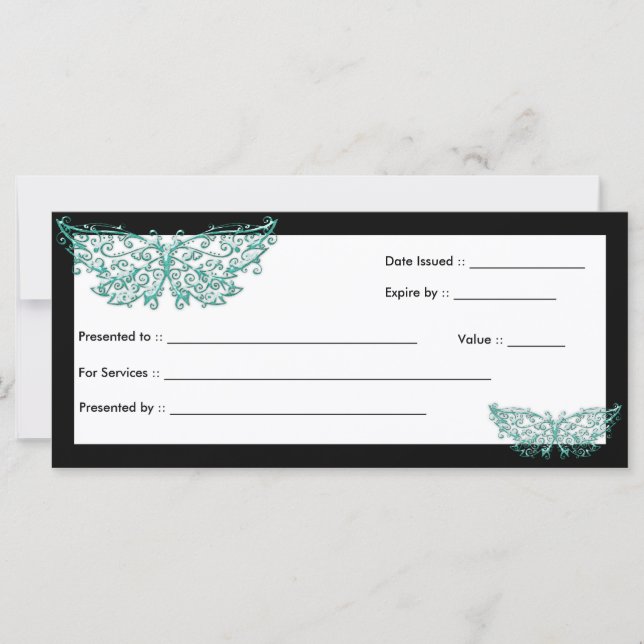 Gift Certificate :: Beautiful Turquoise Butterfly (Front)
