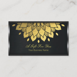 Gift Certificate Black Metal and Gold Foil Floral