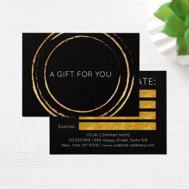 Gift Certificate Black White Gold Geometric  (Desk)