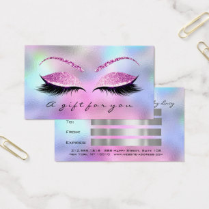 Gift Certificate Blue Pink Lash Extension Makeup