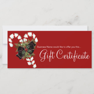 Gift Certificate Candy Canes & Dark Red Bow