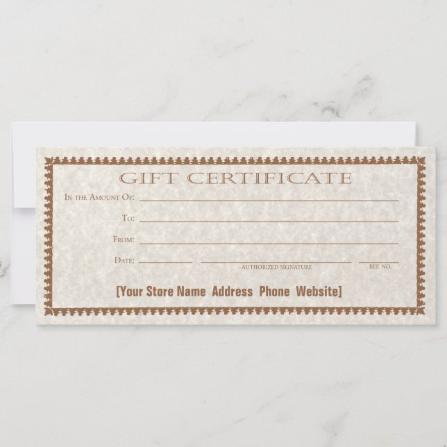 Gift Certificate Card Custom Form (Front)