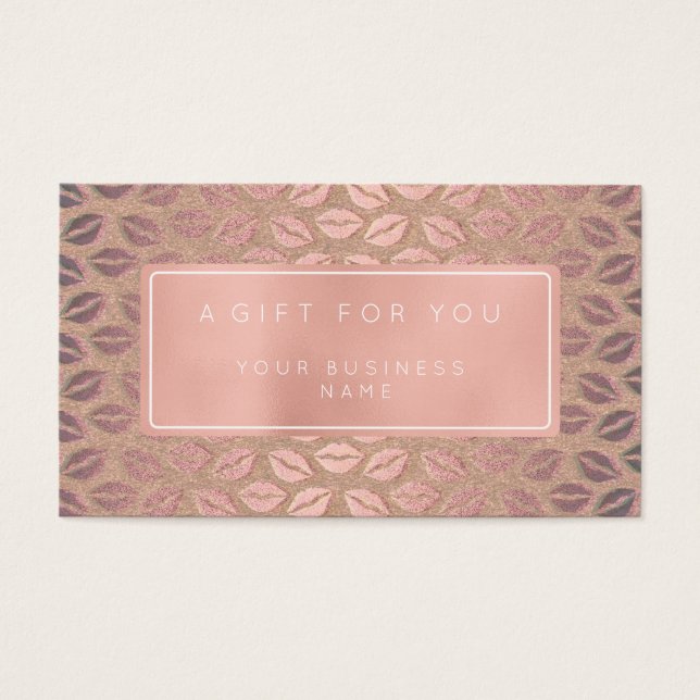 Gift Certificate Card Customised Pink Rose Gold (Front)