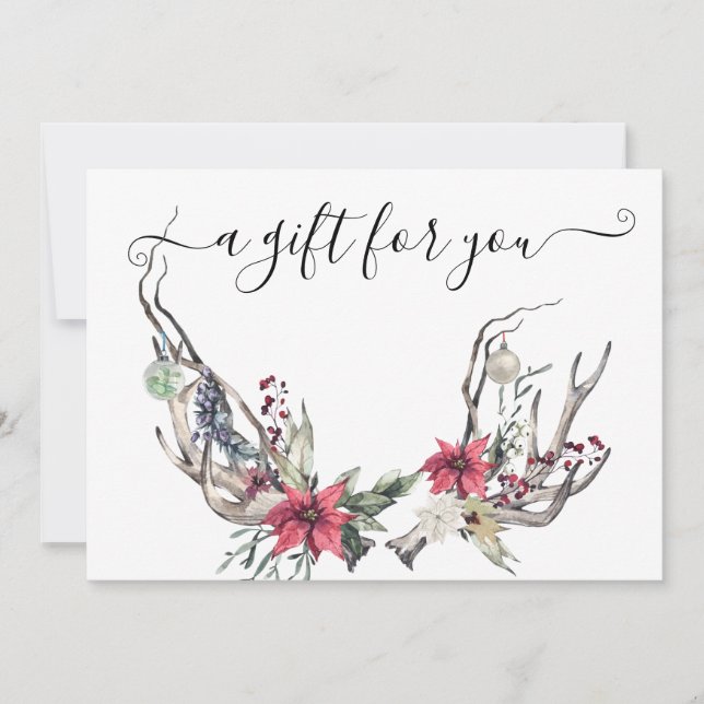 Gift Certificate Christmas Boho Horns Floral (Front)
