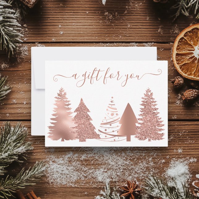 Gift Certificate Christmas Tree Rose Gold Invitation (Creator Uploaded)