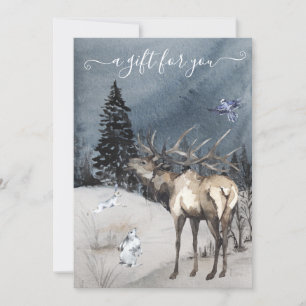 Gift Certificate Christmas Winter Elk Scene 