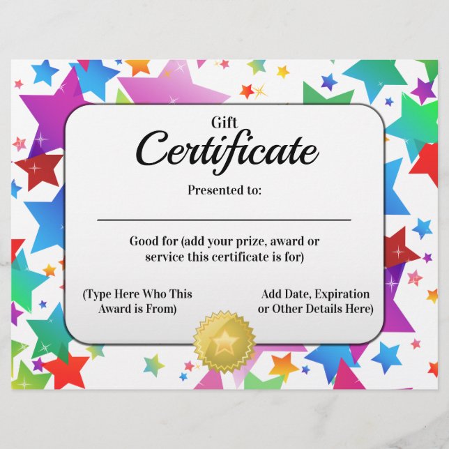 Gift Certificate Create a Customisable 8.5x11 (Front)