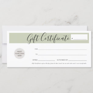 GIFT CERTIFICATE elegant business voucher sage Invitation