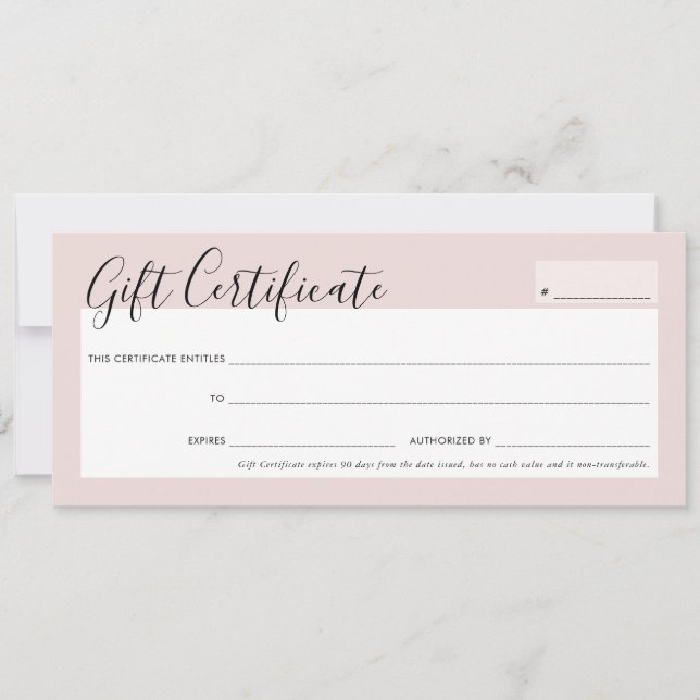 GIFT CERTIFICATE elegant chic pink rose gold Invitation (Front)