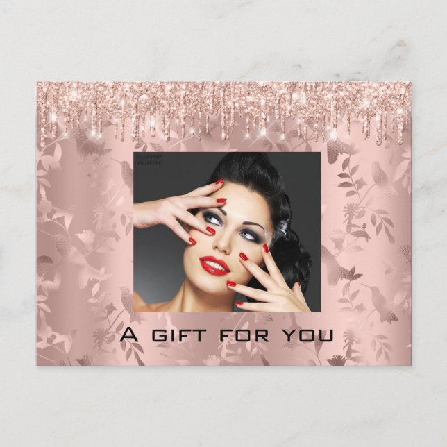 Gift Certificate Floral Custom Rose Makeup Lash Postcard (Front)