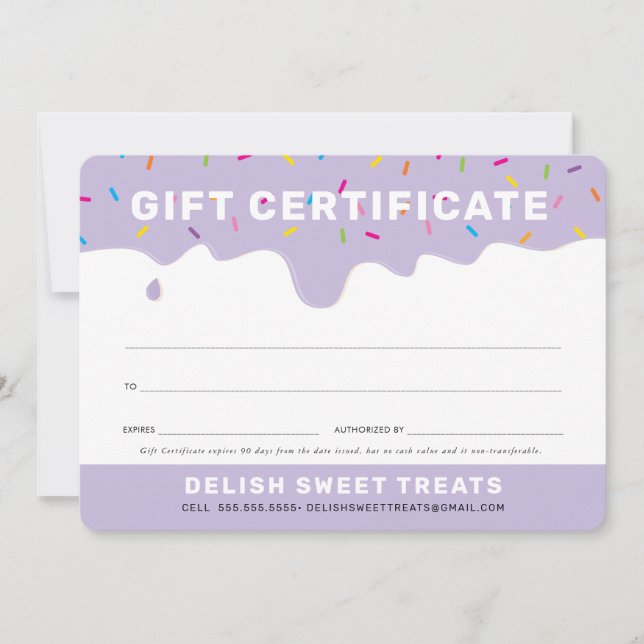 GIFT CERTIFICATE frosting colour sprinkles lilac (Front)