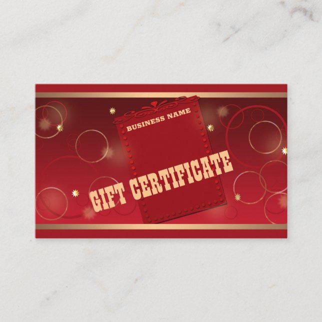 Gift certificate, gift business card (Front)