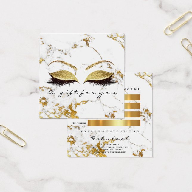 Gift Certificate Glitter Lashes Makeup White Gold (Office)