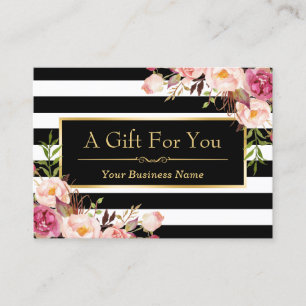 Gift Certificate Gold Floral Black White Stripes