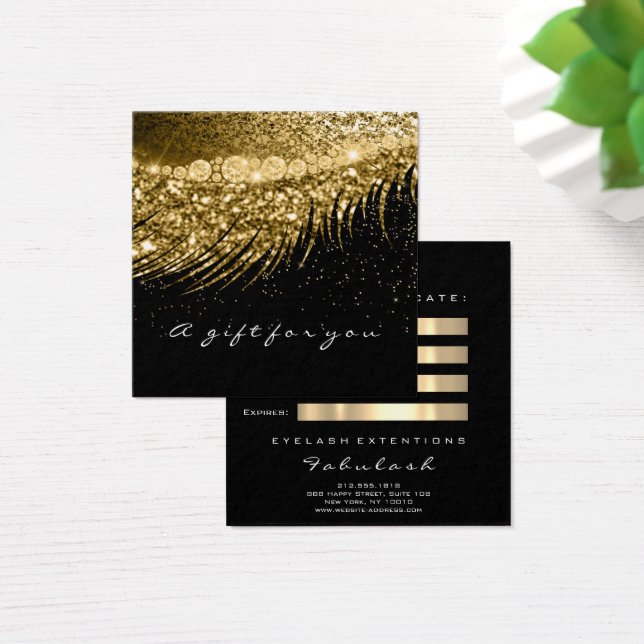 Gift Certificate Gold Metallic Lashes Makeup Black (Desk)