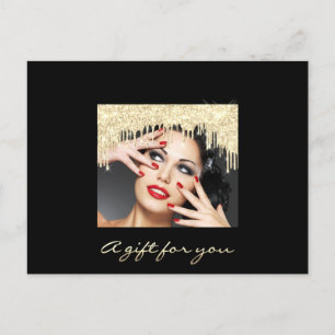 Gift Certificate Golden Drips Black Stripes Makeup Postcard