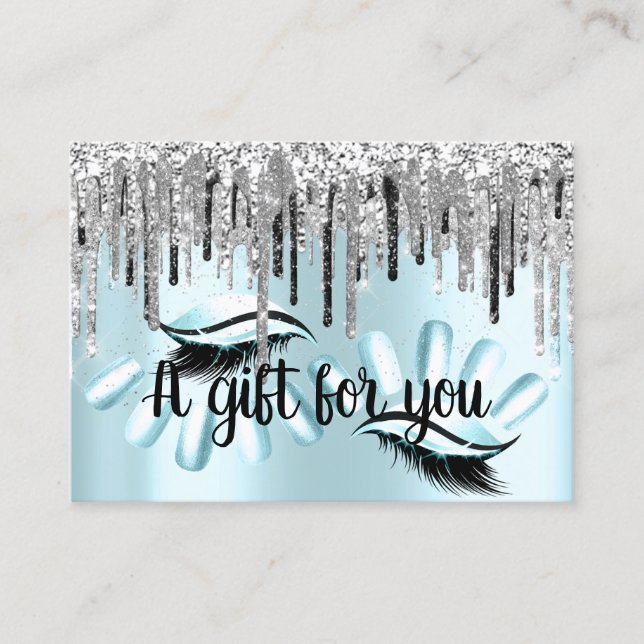 Gift Certificate Hair Stylist Nails Blue Silver (Front)
