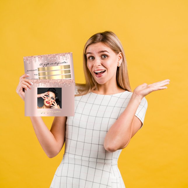 Gift Certificate Holidays Beauty Rose Glitter Drip Postcard (Gift Certificate Holidays Beauty Rose Glitter Drip Postcard)