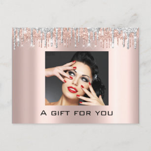Gift Certificate Holidays Beauty Rose Makeup Silve Postcard