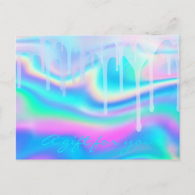 Gift Certificate Holograph Unicorn Rainbow Liquid Postcard (Front)