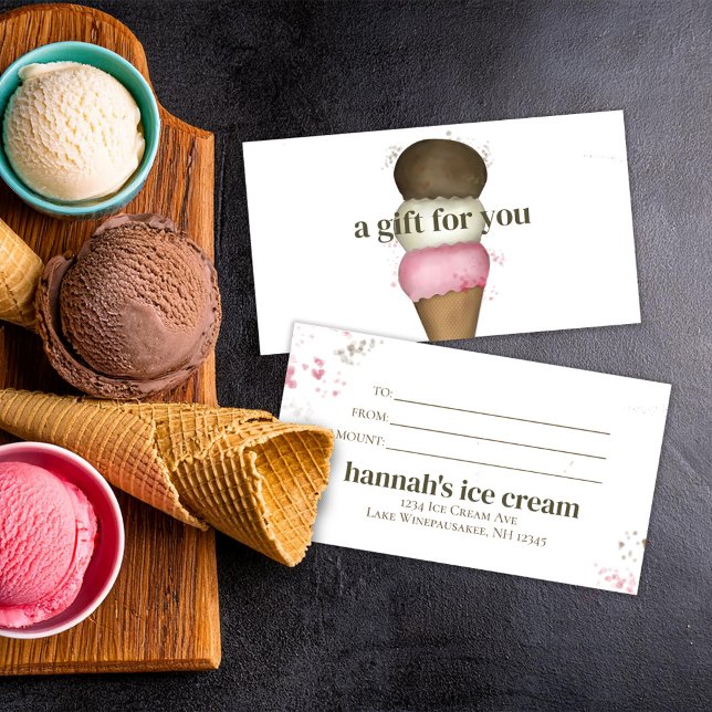 Gift Certificate Ice Cream Business Custom (Ice Cream Cone business gifr certificate voucher)