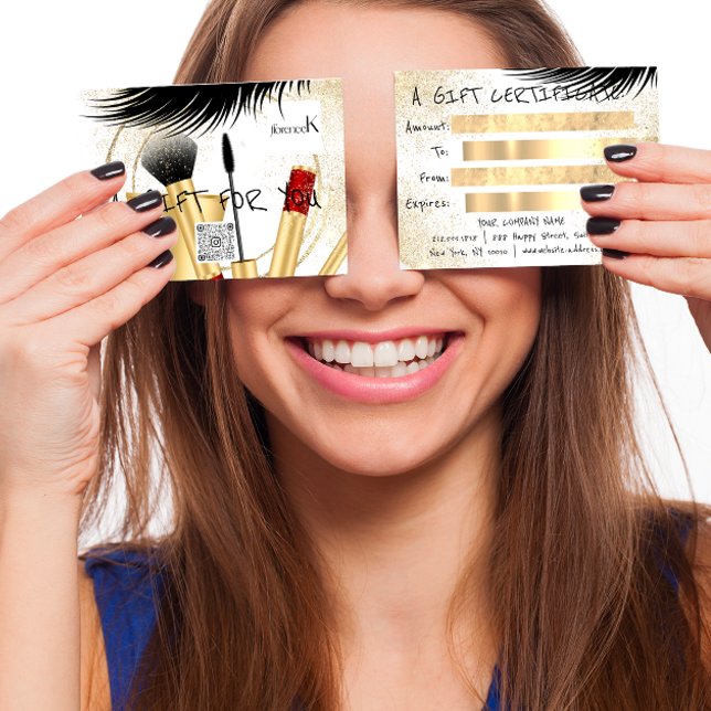 Gift Certificate Lash Makeup Aesthetic LogoQR Whit (FlorenceK: Where Beauty Meets Innovation)