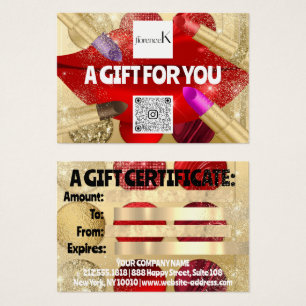 Gift Certificate Lash Makeup Logo QR Red Lips