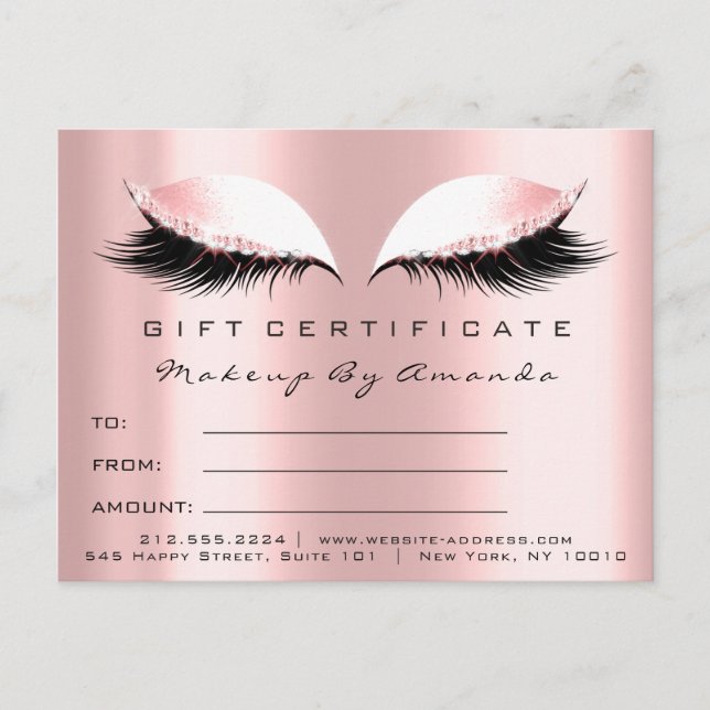 Gift Certificate Lashes Extension Makeup Artist Postcard (Front)