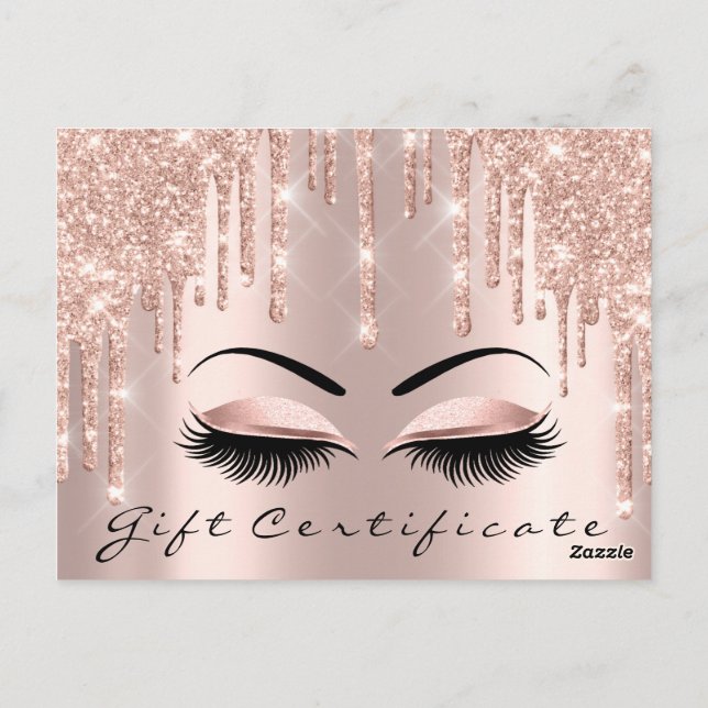 Gift Certificate Lashes Eyes Makeup Artist Brows Postcard (Back)