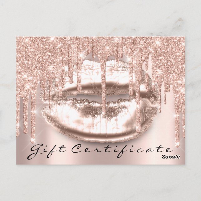 Gift Certificate Lashes Kiss LIps Makeup Glam Postcard (Back)