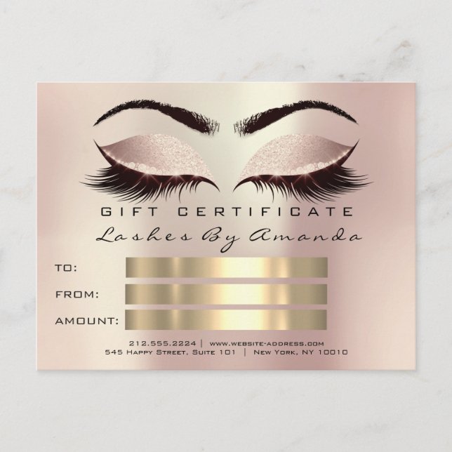 Gift Certificate Microblading Cosmetologist Lashes Postcard (Front)