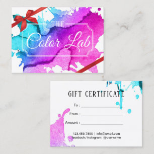 Gift Certificate   Modern Watercolor Hair Salon