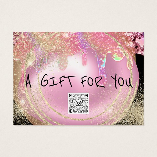 Gift Certificate Nails Pink Makeup Drips QR Code (Front)