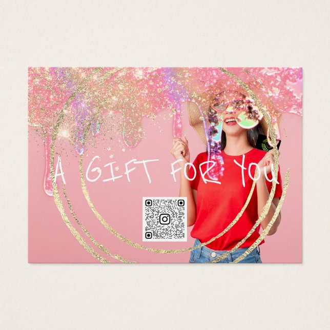 Gift Certificate Nails Pink Makeup Drips QR Photo (Front)