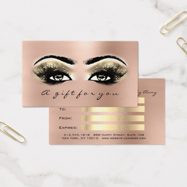 Gift Certificate Peach Rose Gold Lashes Makeup (Office)