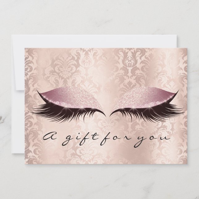 Gift Certificate Pink Damask Lashes Beauty Makeup (Front)