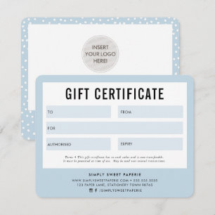 GIFT CERTIFICATE pretty business pale blue