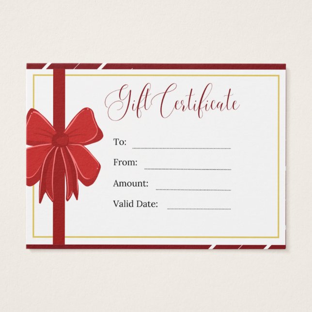 Gift Certificate Profile Card (Back)