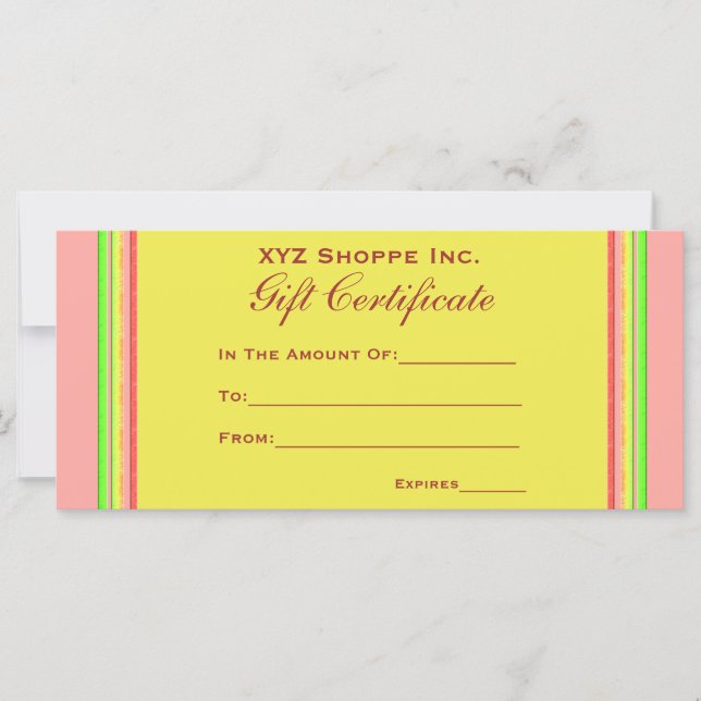Gift Certificate rainbow stripes (Front)