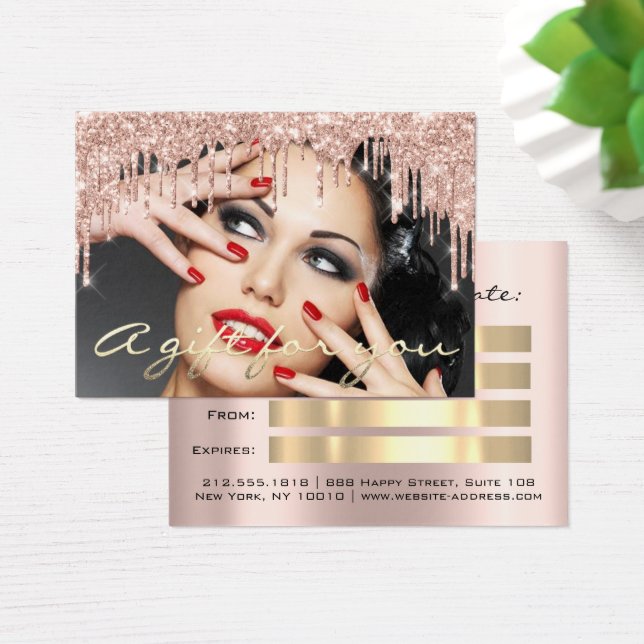 Gift Certificate Rose Drips Lashes Makeup Hair (Desk)