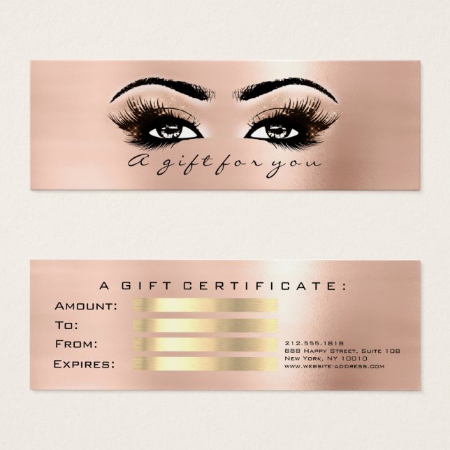Gift Certificate Rose Gold  Lashes Makeup (Front & Back)