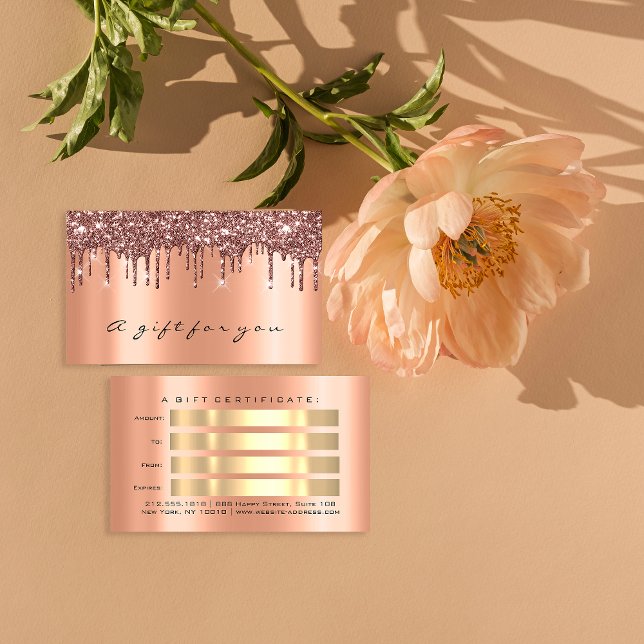 Gift Certificate Rose Gold Metal Glitter Drips (Gift Certificate Rose Gold Metal Glitter Drips)