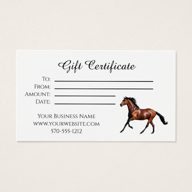 Gift certificate running horse (Front)
