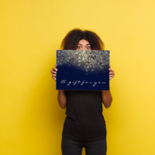 Gift Certificate Sepia Gold Glitter Blue Navy Glam