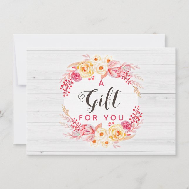 Gift Certificate Shabby Chic Roses & Rustic Floral (Front)