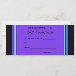 Gift Certificate turquoise purple